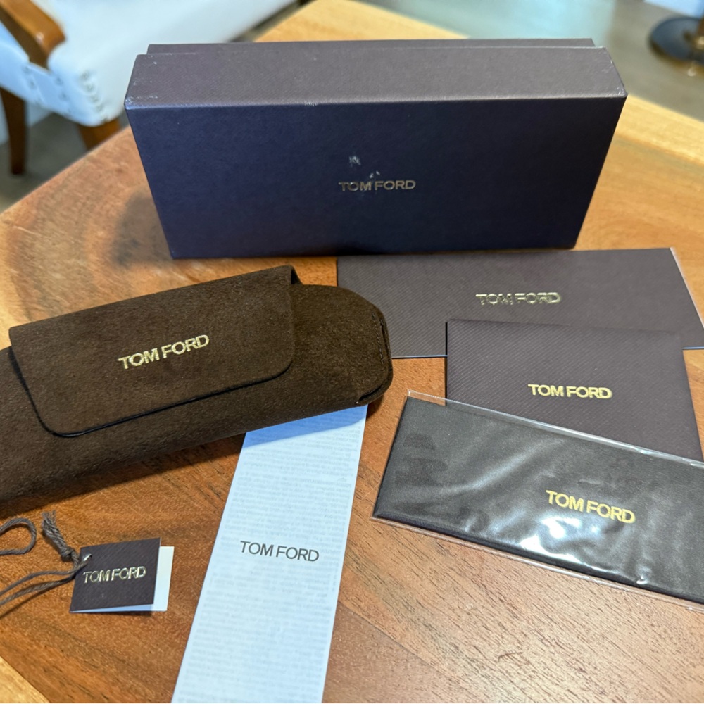 Tom Ford sunglass box, case, tags and dust cloth